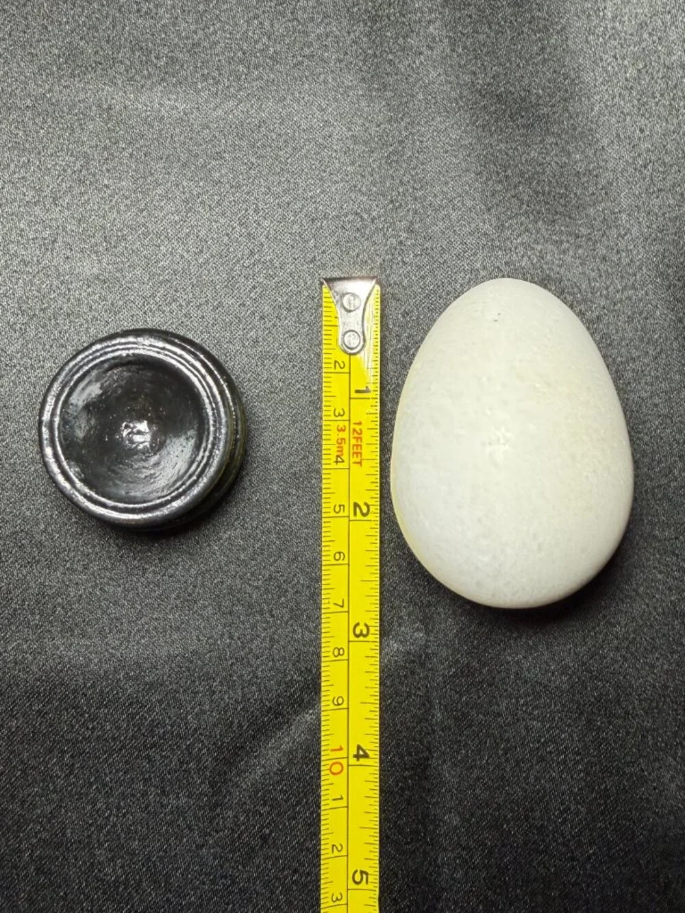 Vtg Snow Quartz Stone Egg Wooden Stand Natural Milky White Translucent 2.5